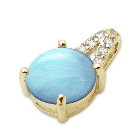 Yellow Gold Plated Larimar Pendant