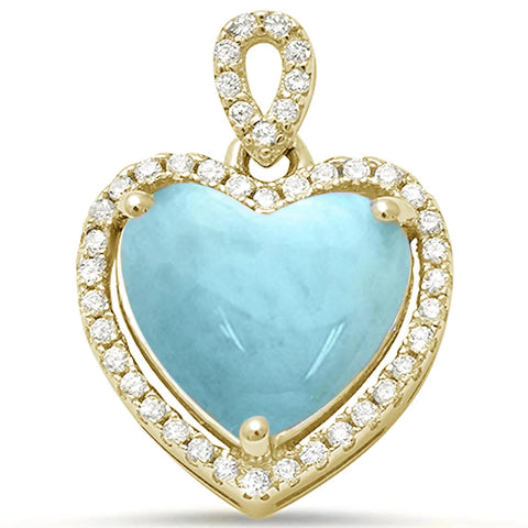 Yellow Gold Plated Natural Larimar Pendant